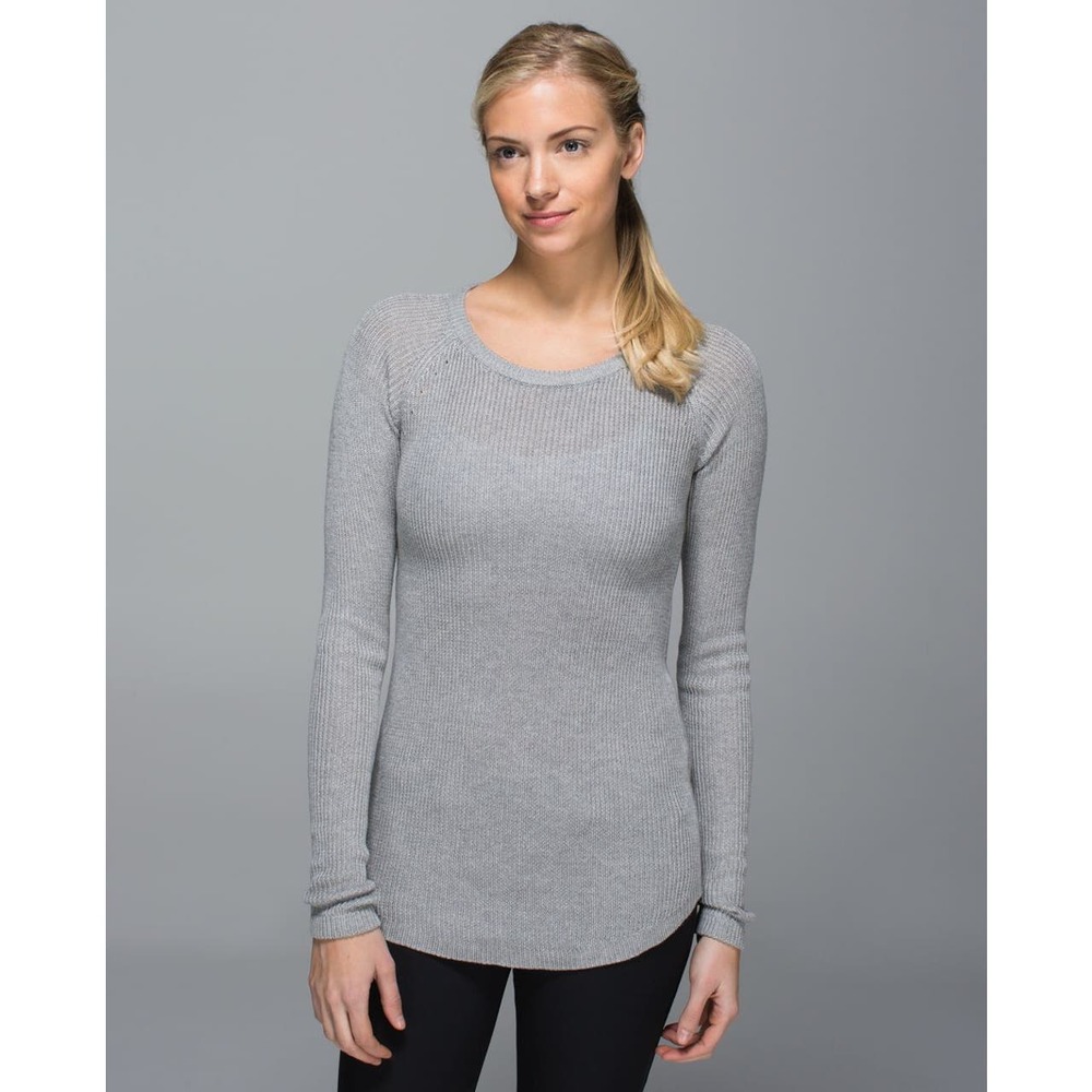 Lululemon Cabin Yogi Long Sleeve Pullover Sweater Heathered Grey Crewneck Size 0